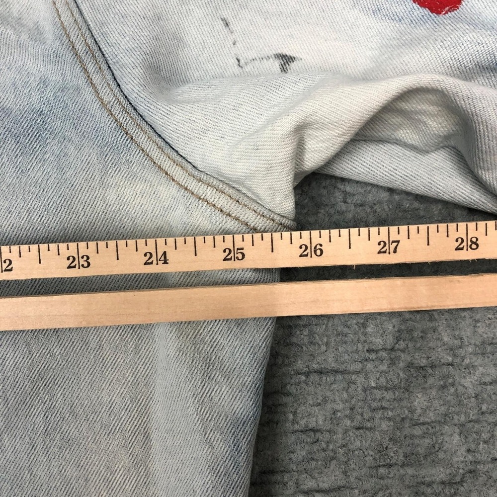 Encrypted Jacket Mens XL Light Wash Denim Distressed Paint Splatter Trucker Norm - Picture 7 of 14